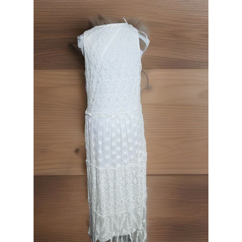 White Lace Long Maxi Dress Sz Large Boho Cottagecore Lined Cotton By Vasna - Picture 11 of 13
